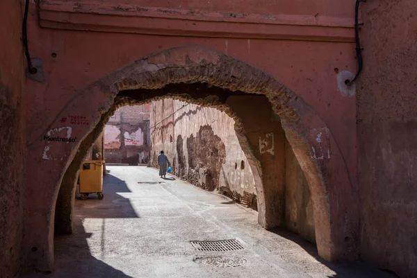 Στενό Δρόμο Στην Παλιά Πόλη Της Chefchaouen Morocco — Φωτογραφία Αρχείου