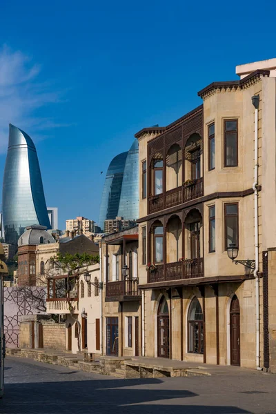 Vista Calle Casco Antiguo Icherisheher Bakú Azerbaiyán —  Fotos de Stock