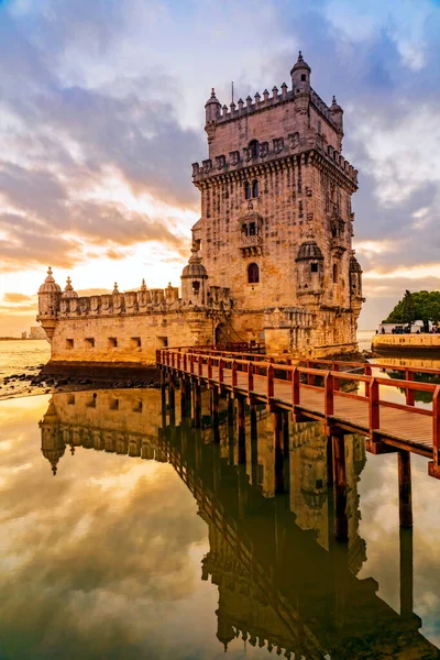 Wieża Belem Wieczorem Lizbona Portugalia — Zdjęcie stockowe