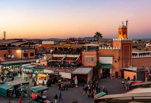 Vista Aérea Cidade Marocco Pôr Sol — Fotografia de Stock