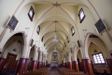 BOGOTA, COLOMBIA - 22 Ekim 2015 Montserrate Kilisesi Düşmüş Lord 'a adanmıştır. Kilise hacıların uğrak yeridir, aynı zamanda turistik bir yerdir..