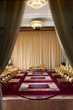 SAIGON - 26 ARALIK 2018: yeniden birleşme sarayı, daha önce Bağımsızlık. Vietnam Savaşı sırasında Güney Vietnam kabinesi tarafından karargah olarak kullanıldı..