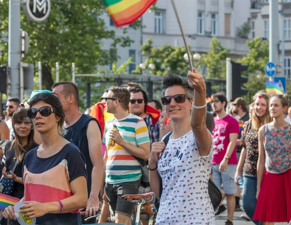 2016年7月2日 匈牙利布达佩斯 Lgbt游行在布达佩斯举行 — 图库照片