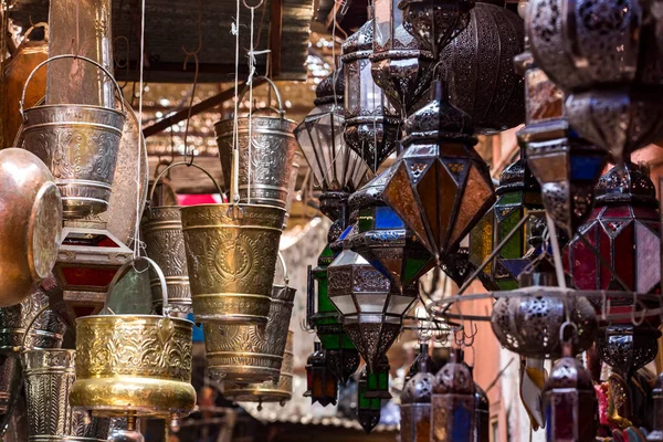 Lampade Nel Mercato Tradizionale Marocco — Foto Stock