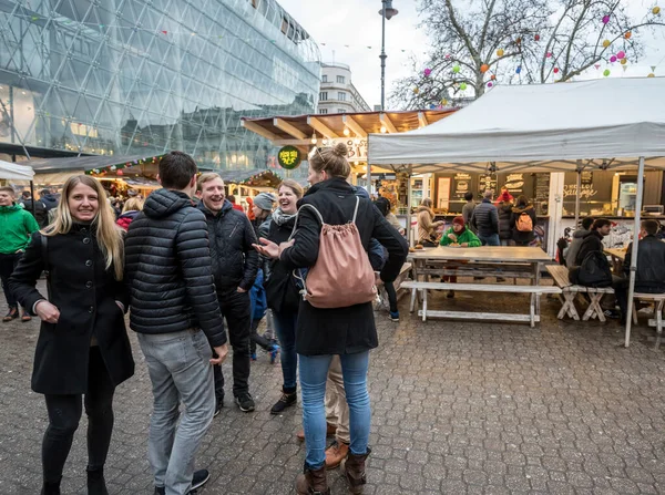 Mnichov Německo Března 2018 Viktualienmarkt Při Západu Slunce Denní Trh — Stock fotografie