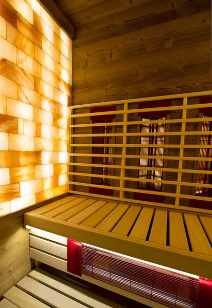 Intérieur Sauna Avec Une Serviette — Photo