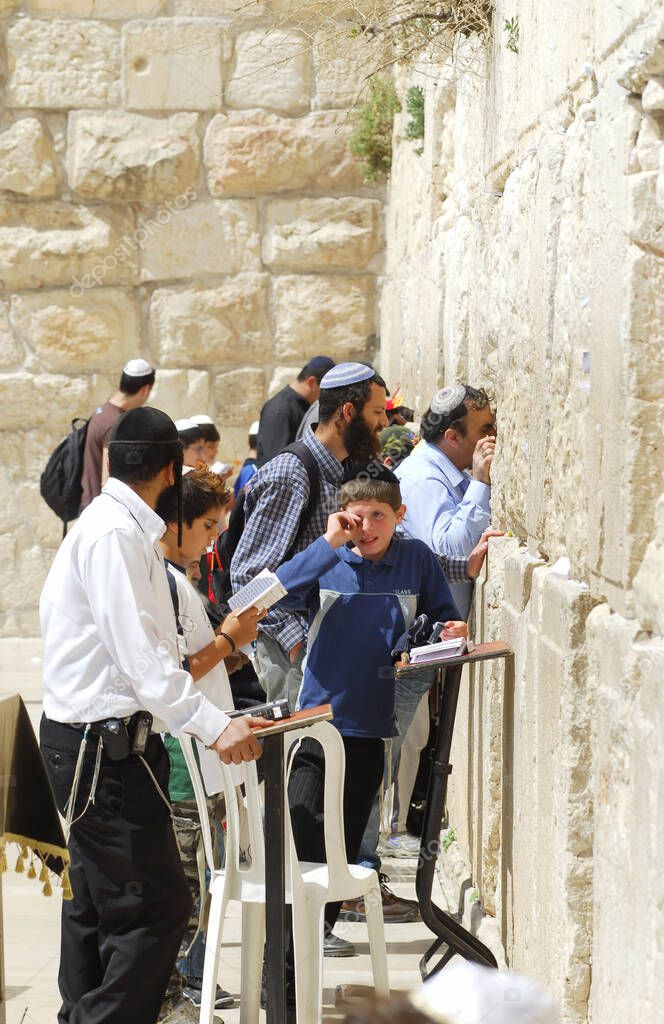 People near the Wailing Wall in Jerusalem