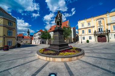 GYOR - JUNE 4, 2020: downtown of Gyor, Hungary. Gyor has a beautiful baroque old city. clipart