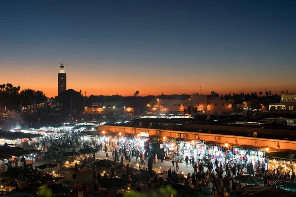 Marrakesh Maroko Grudnia 2017 Plac Jemaa Fna Rynek Amina Centrum — Zdjęcie stockowe