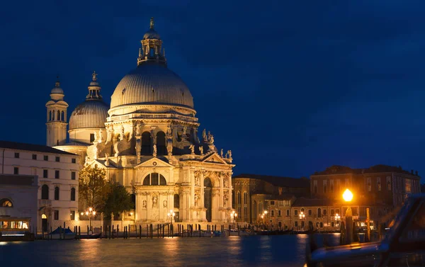 Vista Basílica Santa Maria Della Salute Noche Venecia Italia — Foto de Stock
