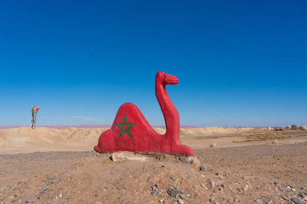 Camel statue in desert of Marocco