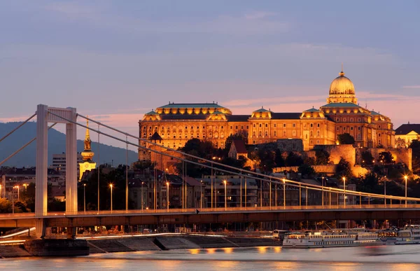 Kilátás Éjszakai Város Budapest Magyar — Stock Fotó