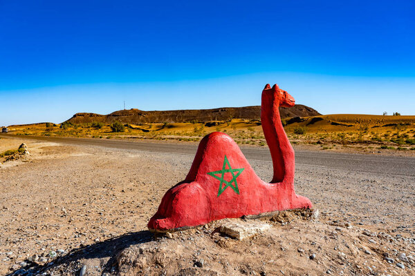 Camel statue in desert, Marocco 