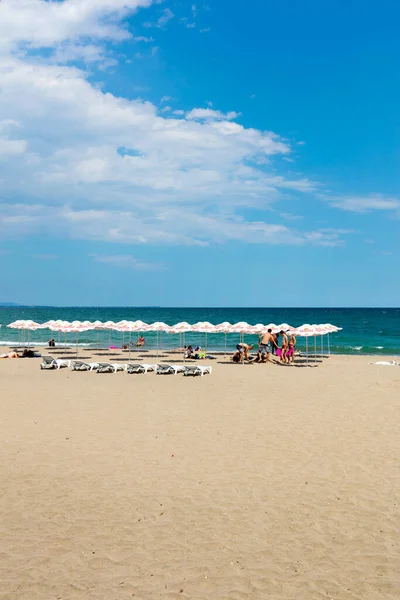 Burgas Bulgarije Juli 2016 Zonnig Strand Burgas Tweede Grootste Stad — Stockfoto