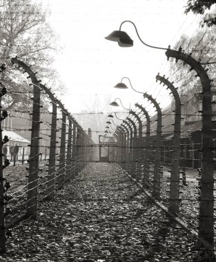 OSWIECIM, POLAND - 22 Ekim 2012 'de Polonya' nın Oswiecim kentinde eski bir Nazi imha kampı olan Auschwitz Kampı II. Avrupa 'daki en büyük Nazi toplama kampıydı..