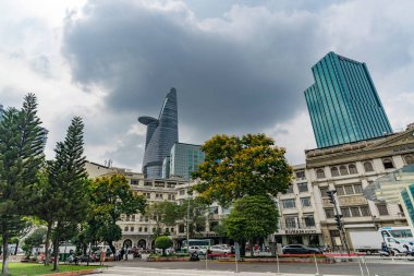 Frankfurt şehri manzarası. Ben Almanya.