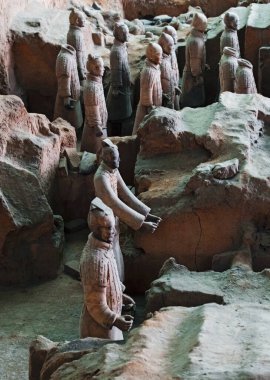 XIAN, ÇİN - 1 Ağustos 2017: Xian, Çin 'deki Terracota savaşçıları.