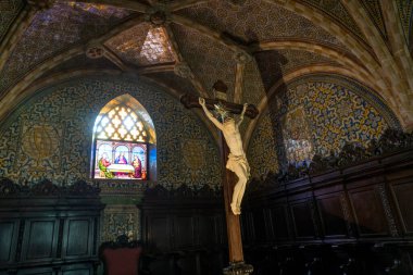 SINTRA, PORTUGAL - 3 Ocak 2017: Pena Sarayı 'ndaki Şapel, Sao Pedro de Penaferrim' de bir Romantik Şato, Sintra, Portekiz.