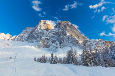 Karla kaplı dağlarla kaplı kış manzarası