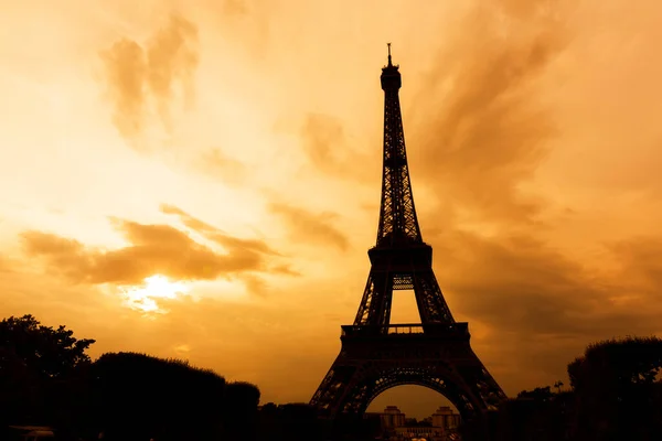 Eiffelova Věž Paříž Při Západu Slunce — Stock fotografie