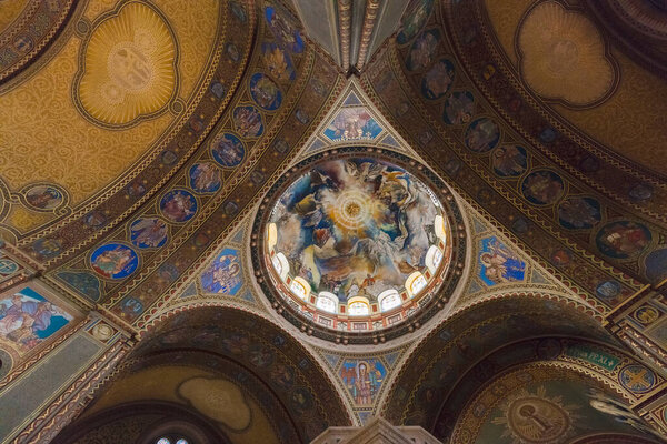detail of the dome of the cathedral of st. george in istanbul
