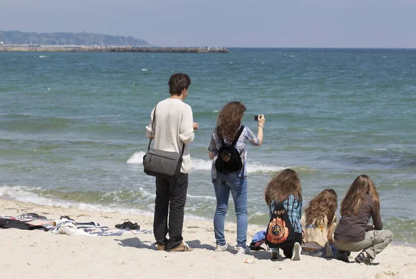 Family Four Beach — Stock Photo, Image