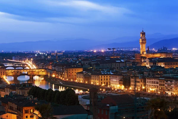 Florenz Dachterrasse Mit Sonnenuntergang Und Nachthimmel — Stockfoto