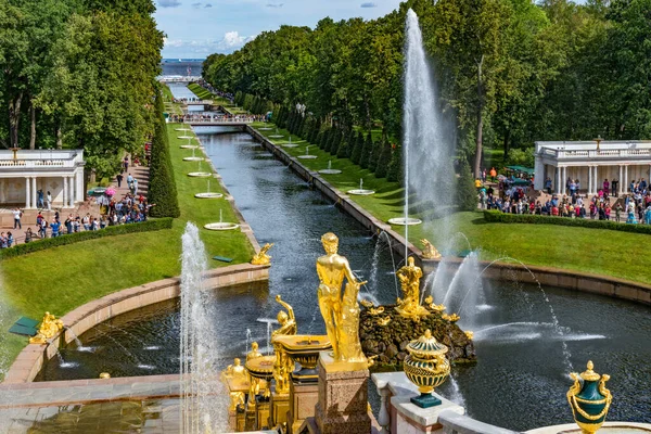 Petersburg Rússia Agosto 2018 Terreno Palácio Peterhof Patrimônio Mundial Unesco — Fotografia de Stock