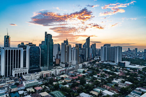 aerial view of tokyo city at sunset