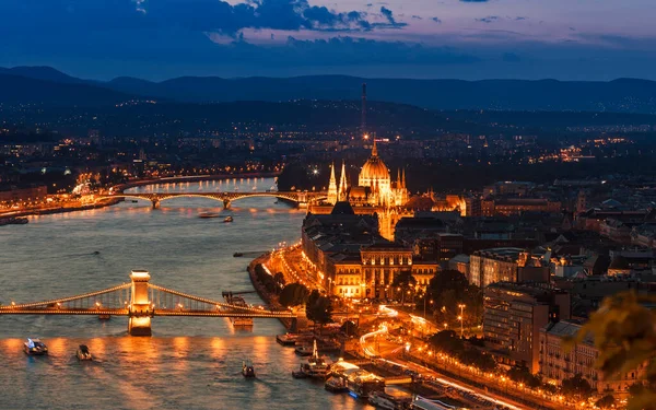 Budapest Ungherese Vista Del Ponte Catena Szechenyi — Foto Stock