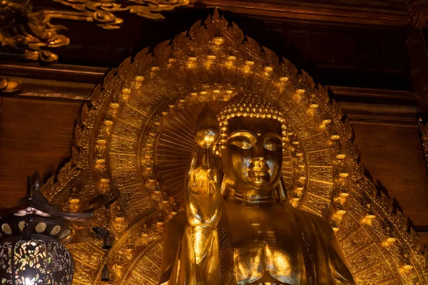 Bai Dinh Vietnam January 2019 Goldened Bronze Buddha Bai Dinh — Stock Photo, Image
