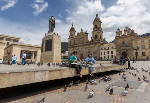 Bogota Kolumbien Oktober 2015 Unbekannte Auf Dem Bolivar Platz Der — Stockfoto