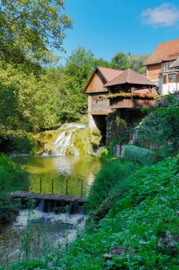 Yazın nehirde küçük bir köprü