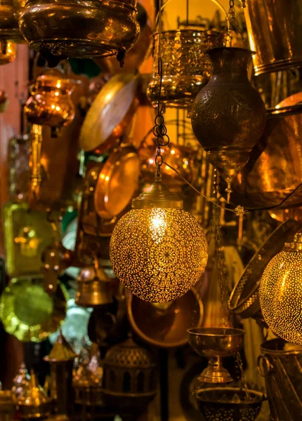 Lampade Nel Mercato Tradizionale Marocco — Foto Stock