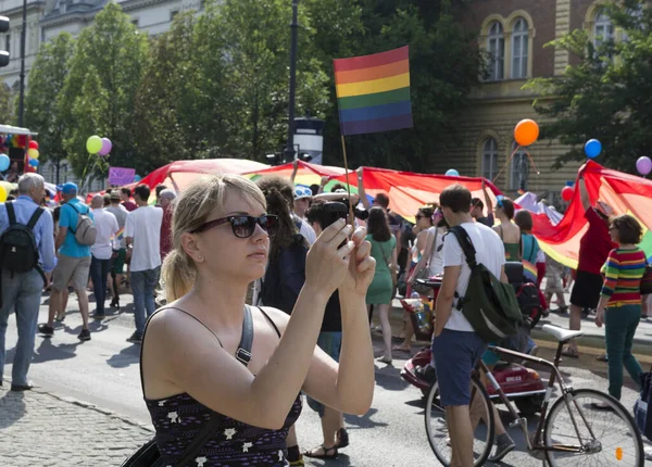 Budapest Węgry Lipiec Niezidentyfikowane Osoby Wzięły Udział Paradzie Budapest Gay — Zdjęcie stockowe