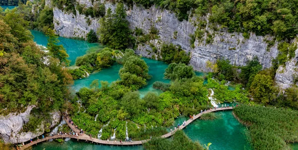 Légi Kilátás Plitvicei Tavak Nemzeti Park Horvátország — Stock Fotó