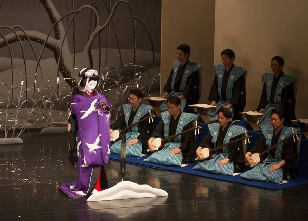 Niet Geïdentificeerde Personen Die Optreden Theatertoneel Japanse Stijl — Stockfoto