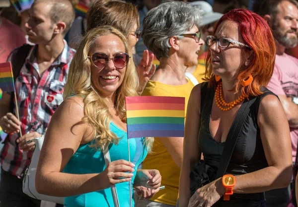 Budapest Ungarn Juli Unbekannte Haben Den Budapest Gay Pride Parade — Stockfoto
