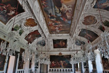 GRAZ, AUSTRIA - 2 Mayıs 2014 'te Graz' da olduğu gibi Eggenberg Sarayı 'nın içi. 1625-1635 yılları arasında inşa edilen saray, Styria 'daki en önemli Barok sarayı kompleksidir..