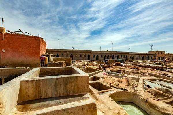 Marrakesh Morocco June Unidentified People Perform Work Tannery Souk June — Stock Photo, Image