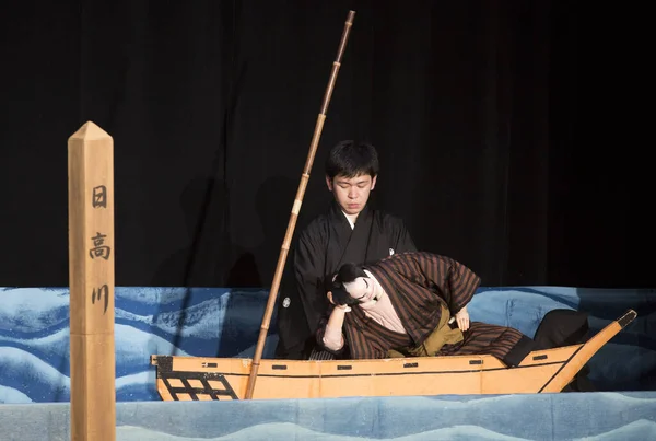 Ismeretlen Emberek Akik Japán Stílusban Lépnek Fel Színházban — Stock Fotó