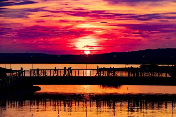 Puesta Sol Lago — Foto de Stock