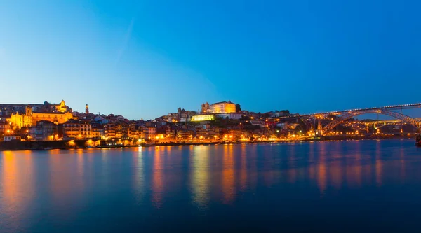 Pohled Město Porto Portugalsku Noci — Stock fotografie