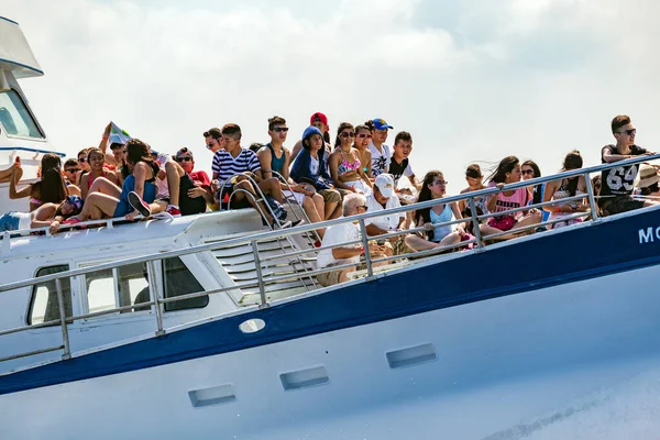 Cartagena Indias Colômbia Outubro 2015 Barco Turístico Baía Cartagena Quinta — Fotografia de Stock