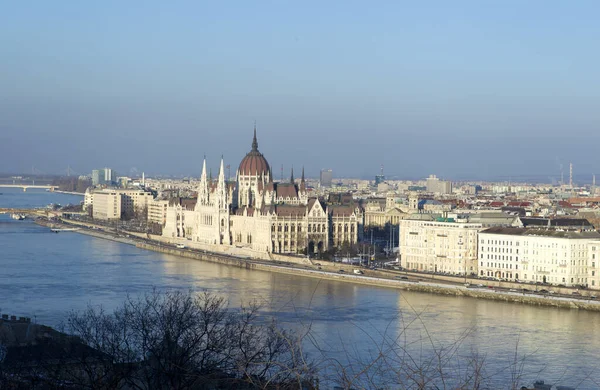 Kilátás Magyar Parlament Budapest — Stock Fotó