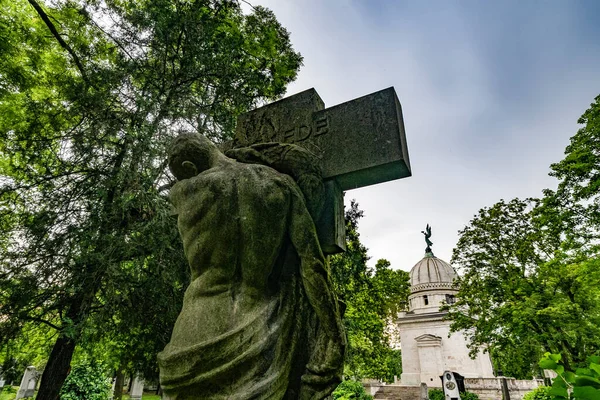 Vecchio Cimitero Con Lapidi Statue — Foto Stock