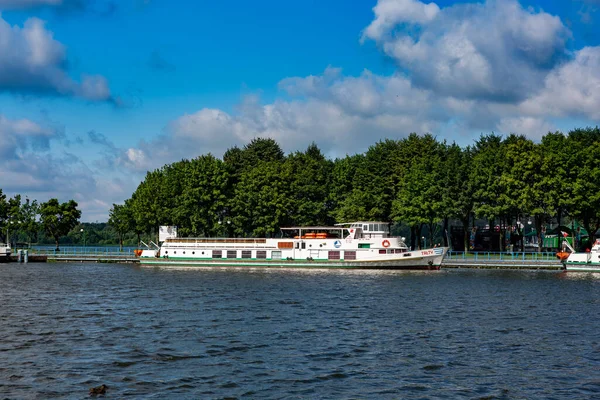 Utsikt Över Älven Och Båten Stockholms Hamn — Stockfoto