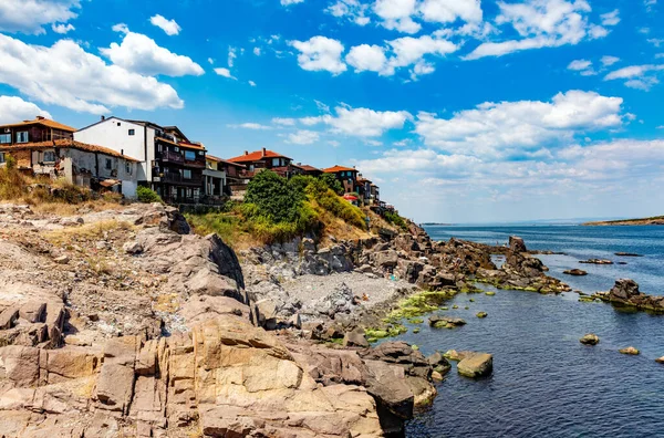 Sozopol Bulgarien Juli 2016 Centrala Stranden Och Utsikt Över Gamla — Stockfoto