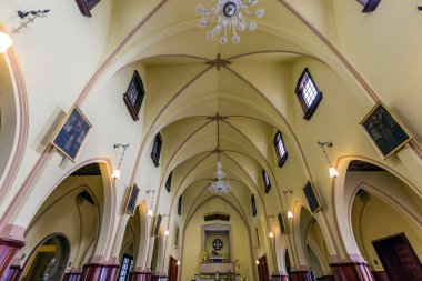 BOGOTA, COLOMBIA - 22 Ekim 2015 Montserrate Kilisesi Düşmüş Lord 'a adanmıştır. Kilise hacıların uğrak yeridir, aynı zamanda turistik bir yerdir..