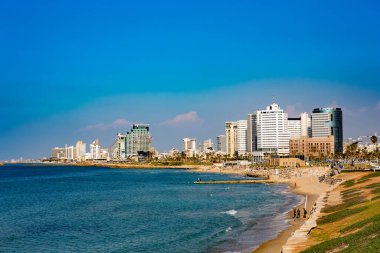 İsrail 'deki tel-aviv şehrinin havadan görünüşü